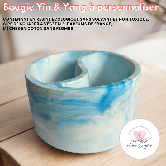 Bougie Yin & Yang à personnaliser / Bleu